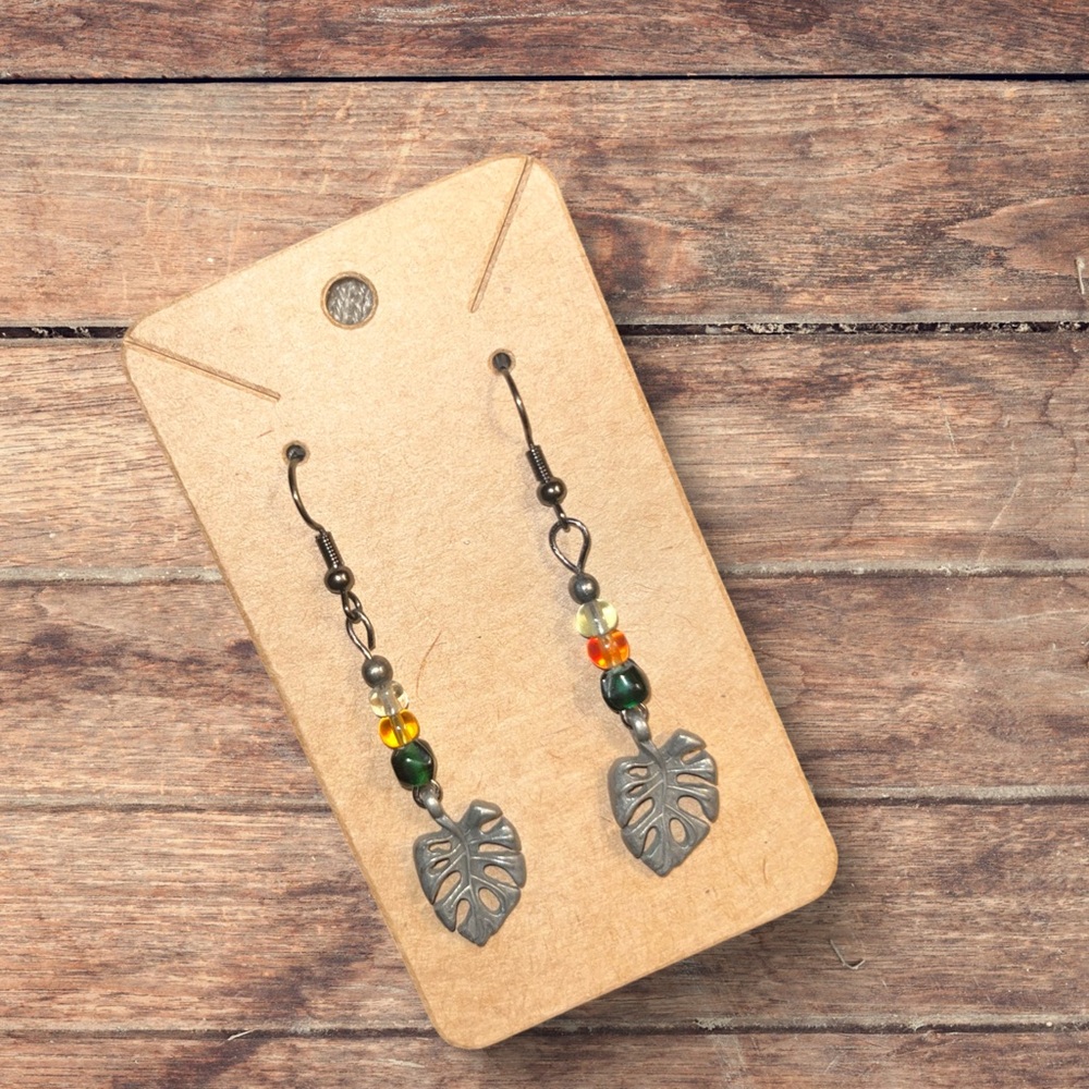 Handmade leafy earrings.